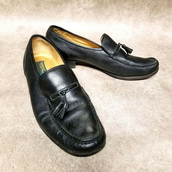 Regal Mens  856 R28 Size 10 D Black  Leather Slip On Tasseled Loafer Dress Shoes main image 5